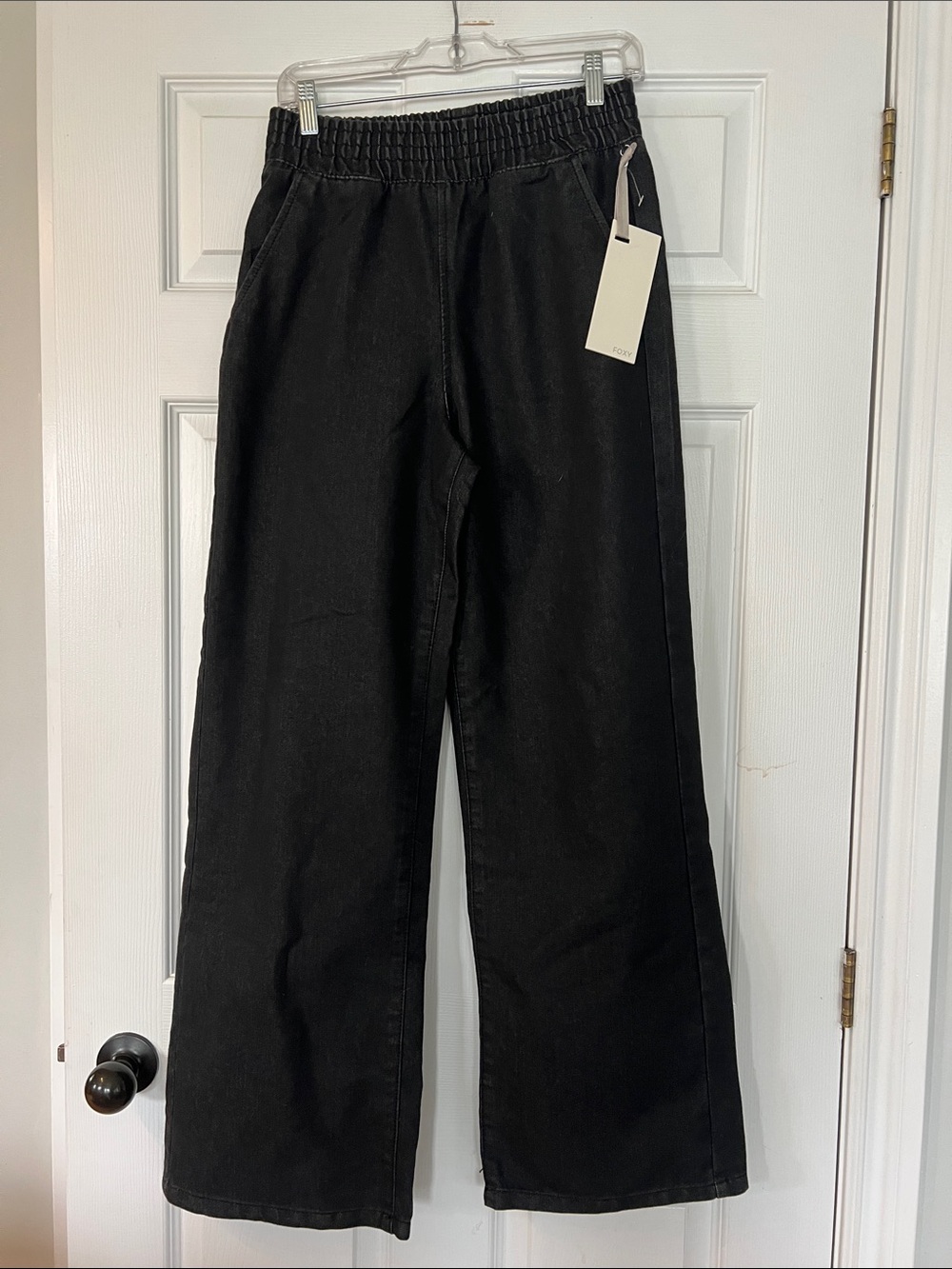 Foxy Black Wide-Leg Elastic-Waist Women's Pants